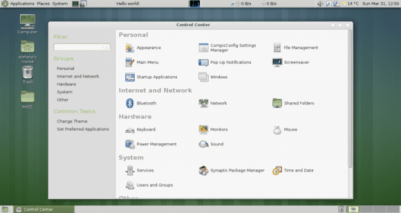MATE 1.6: Kontrollzentrum (Quelle: mate-desktop.org)