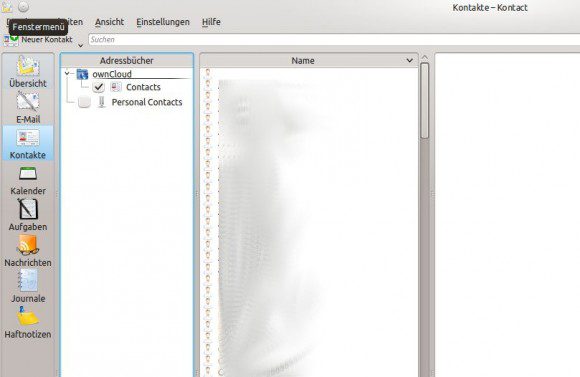 Kontakte aus der ownCloud übernommen