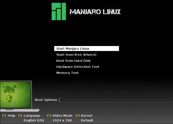 Manjaro Linux 0.8.5 Cinnamon: Bootscreen