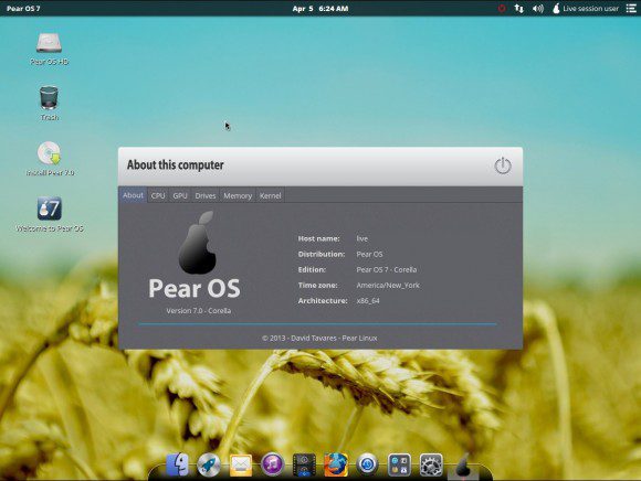 Pear OS 7: About Computer