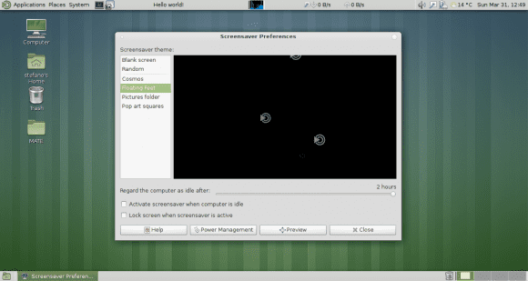MATE 1.6: Bildschirmschoner (Quelle: mate-desktop.org)