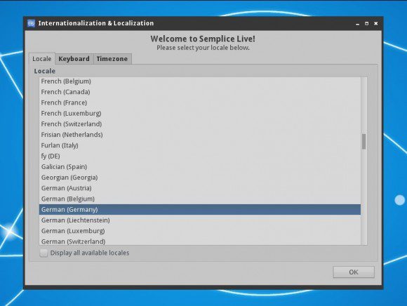 Semplice Linux 4: Sprachwahl