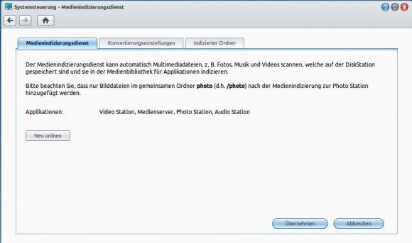 Synology: Medienindizierungsdienst