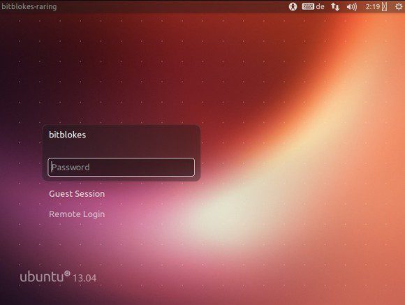 Ubuntu 13.04 "Raring Ringtail": Anmelden
