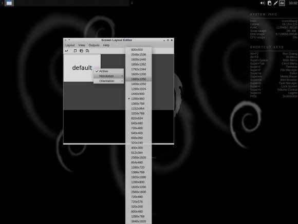 CrunchBang Linux 11 "Waldorf": Bildschirm-Auflösung verändern