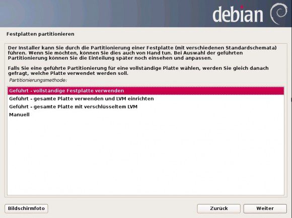 Debian 7 Wheezy: Festplatten-Belegung