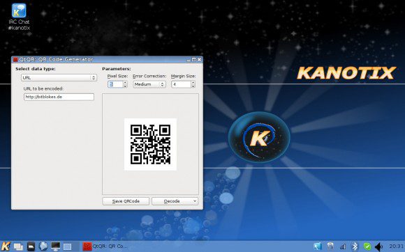 Kanotix LinuxTag 2013 Dragonfire: QR-Generator