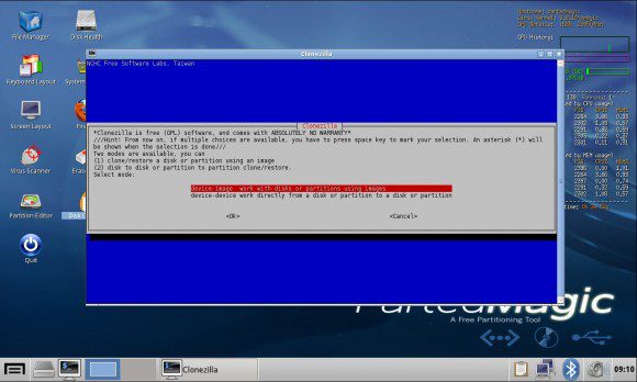 Parted Magic 2013_05_01: Clonezilla