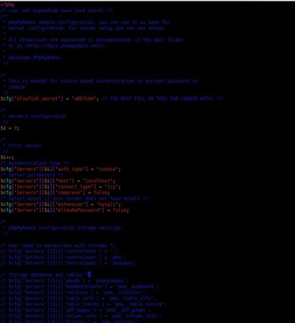 phpMyAdmin 4: config.sample.inc.php