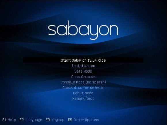 Sabayon 13.04 Xfce: Bootscreen