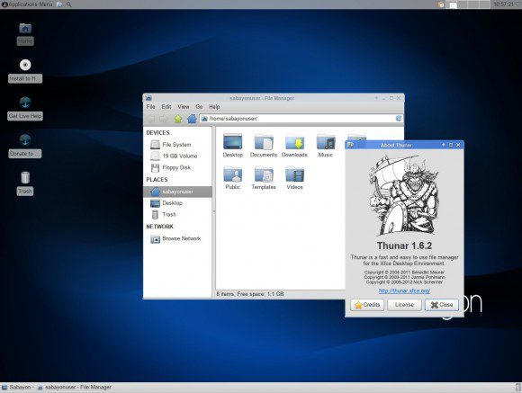 Sabayon 13.04 Xfce: Dateimanager Thunar