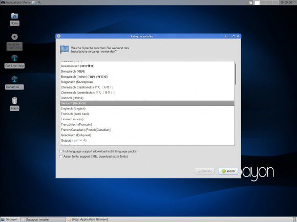 Sabayon 13.04 Xfce: Installer