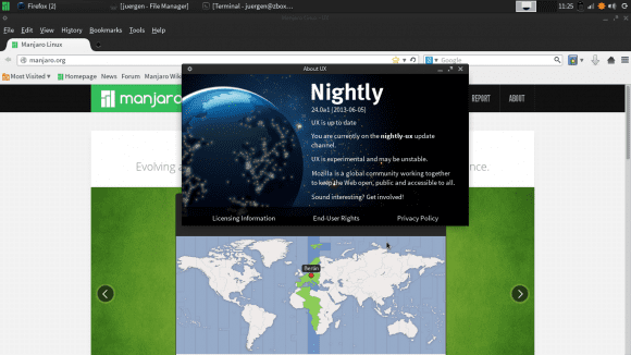 Firefox Nightly UX: Manjaro Xfce