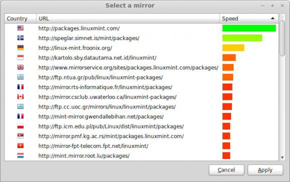 MintSources: Spiegel-Server (Quelle: linuxmint.com)