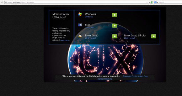 Mozilla NIghtly UX