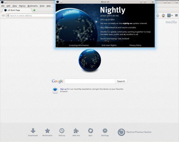 Firefox Nightly UX: Kubuntu 13.04