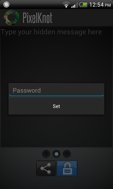 PixelKnot: Passwort setzen