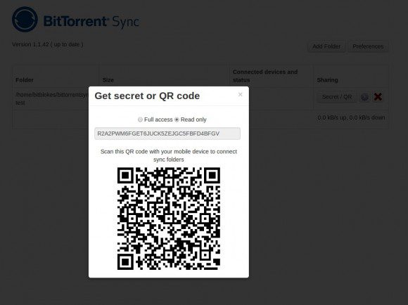 BitTorrent Sync: QR-Code