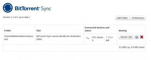 BitTorrent Sync: Mit HTC Desire S verbunden