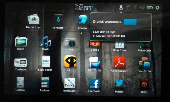 BlackBerry PlayBook: Entwicklungsmodus kann man auch via WiFi anzapfen