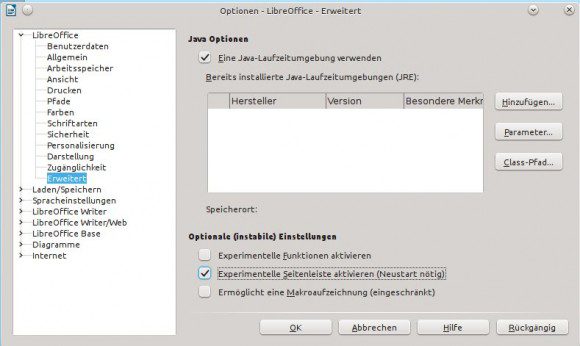 LibreOffice 4.1: Seitenleiste aktivieren