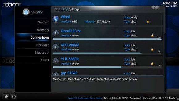 OpenELEC 3.2: Einrichtungs-Settings (Quelle: openelec.tv)