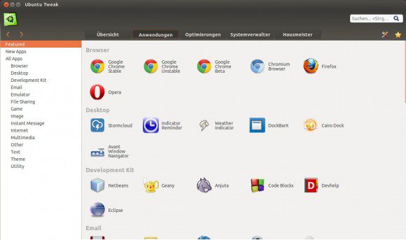 Ubuntu Tweak: Software instalieren