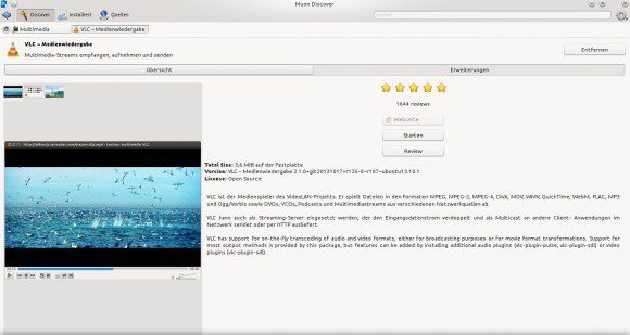 Muon Discover: VLC installiert