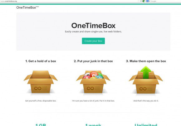 OneTimeBox: Aufmachen, Reinschmeißen, Wegschmeißen