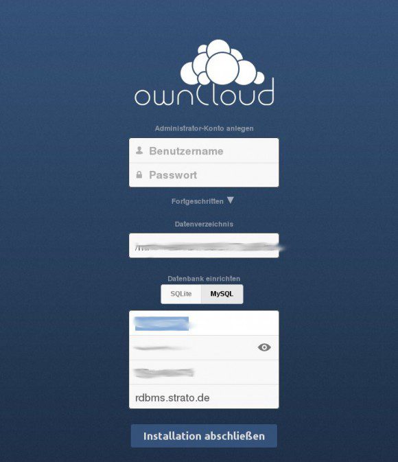 ownCloud 6: Administrator einrichten
