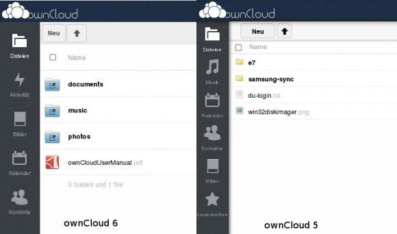 ownCloud 6: Oberfläche verglichen mit ownCloud 5