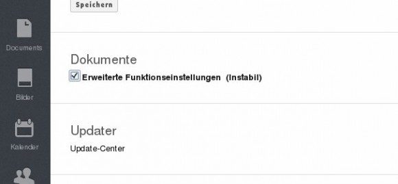 owCloud Documents: Erweiterte Funktionseinstellungen