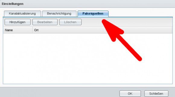 Synology: Paketzentrum -> Paketquellen