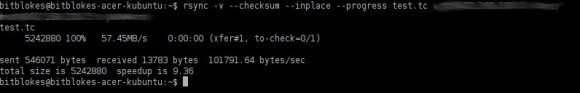 rsync: Richtung synology mit checksum und inplace