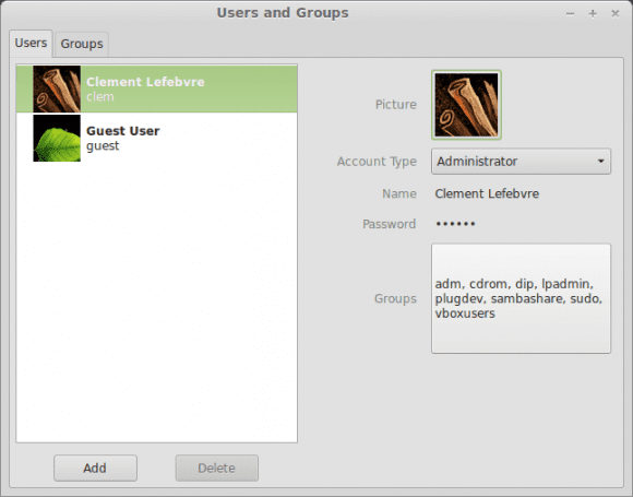 Cinnamon 2.0: User-Management (Quelle: linuxmint.com)