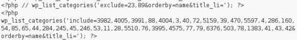 wp_list_categories: include funktioniert, exclude nicht