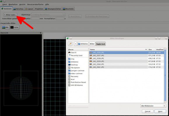 Hugin 2013: Bilder laden
