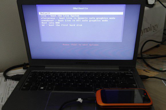 Von ZTE Open gebootet: UNetbootin