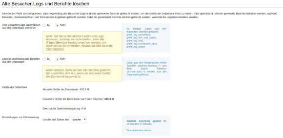 Piwik: Datenbank