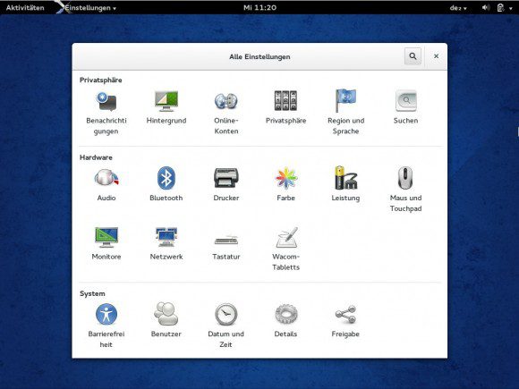 Fedora 20: Einstellungen