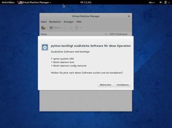 Fedora 20: Virtual Machine Manager