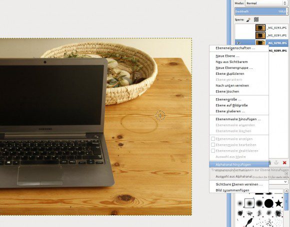 GIMP: Alphakanal hinzufügen