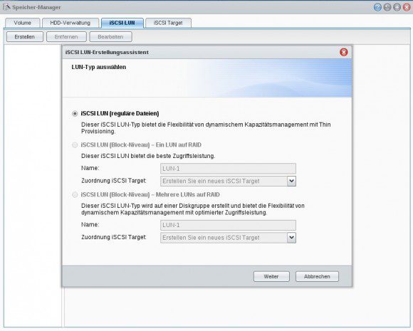 iSCSI-LUN-Assistent: erstellen