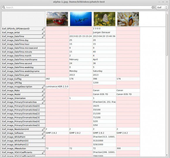 Phatch Image Inspector: Exif editieren