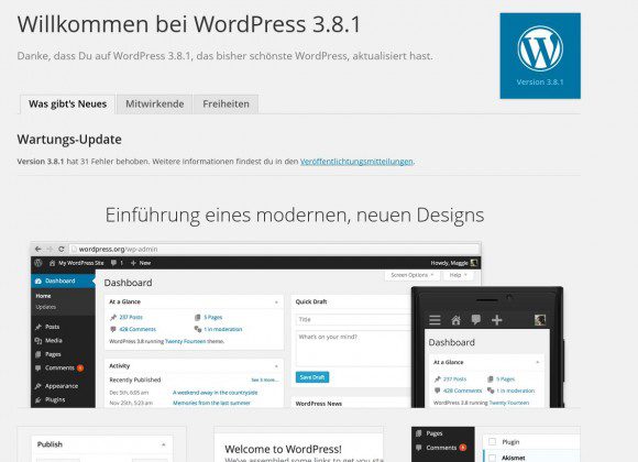 Wordpress 3.8.1: Automatisch aktualisiert