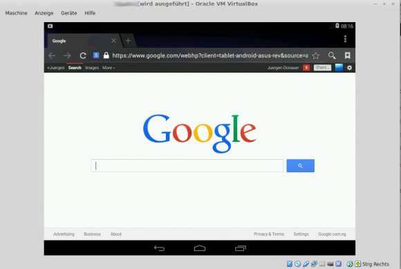 Android-x86: in VirtualBox