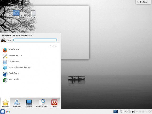 Tanglu 1.0 KDE: Menü