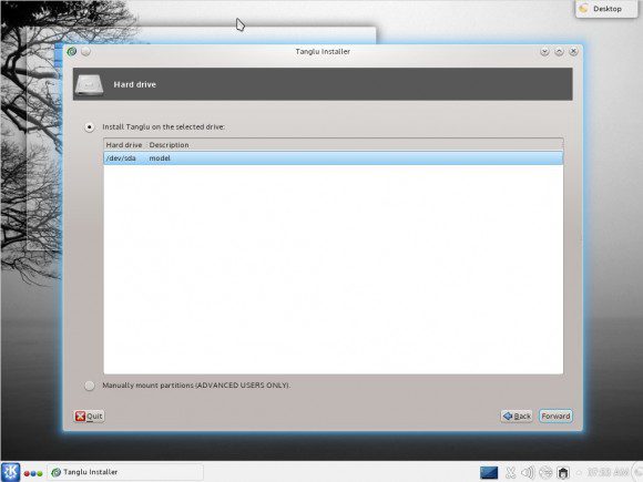 Tanglu 1.0 KDE: Installer - Festplatte