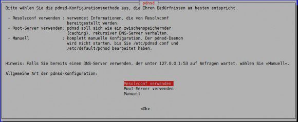 pdnsd: Konfiguration bei Installation