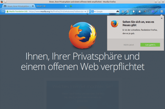 Firefox 29: Erststart